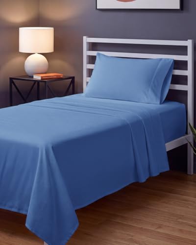 Image of Sleepy Town Twin Size Bed Sheets - 3 Piece - Twin Sheet Set - Extra Soft, Comfy & Cooling - Easy Care - Shrinkage, Wrinkle & Fade Resistant - Brushed Microfiber - Deep Pocket Bed Sheets (Royal Blue)