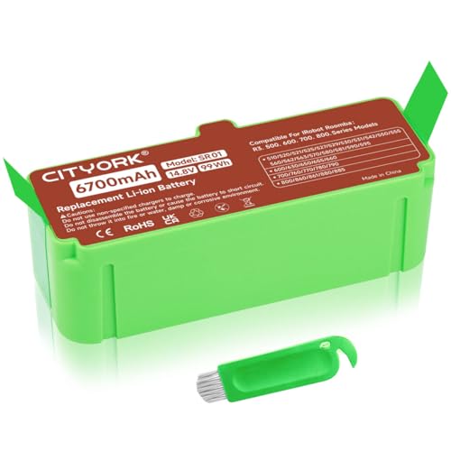 CITYORK 6700mAh Li-Ion batería para iRobot Roomba 800/700/600/500 Series, para iRobot Roomba 880 895 890 876 875, 790 776 770, 690 697 692 680 671 670 650 615 606 605, 580 560 555 550 530 520 510