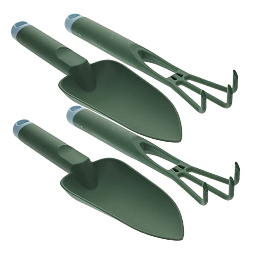 Mikikit 2 Sets Ergonomic Garden Tools Durable Trowel Rake for Planting Lightweight Gardening Hand Tools for Houseplants Bonsai Succulents Present for Gardening Enthusiasts