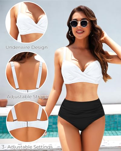 Image of Aqua Eve Women Underwire Bikini Top - Push Up Swimsuit Top Bra Padded Bathing Suit 2026 Twist Front Swimwear