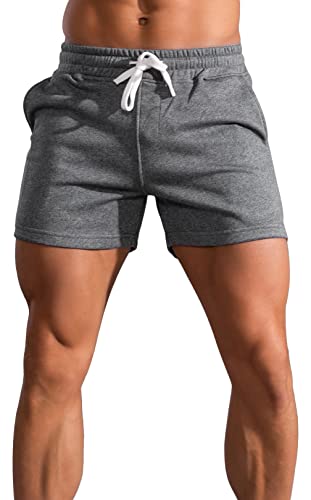 Panegy Trainingshose Kurz Herren Slim Fit Running Shorts Sportshorts mit Elastischem Bund Dunkelgrau L Cover