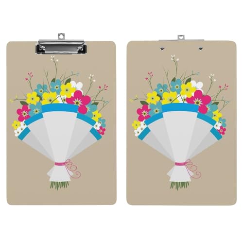 Porte bloc A4 pince profil bas et motif fleurs durable - 7
