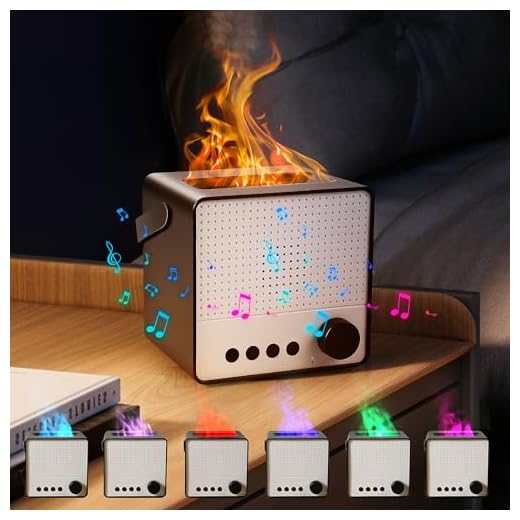 Difusor De Aromas con Efecto Llama, Euakee Difusor Aceites Esenciales con Altavoz Bluetooth, Humidificador De Habitación De 120 ml, 7 Colores de Efecto Llama Difusor de Aromaterapia para Hogar Oficina