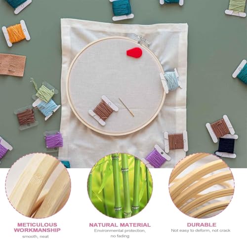 Image of maseyboc Pack of 6 Embroidery Hoops, Bamboo Circle Cross Stitch Hoop Ring, Round Adjustable Embroidery Hoop 3 inch to 10 inch, for Embroidery and Cross Stitch