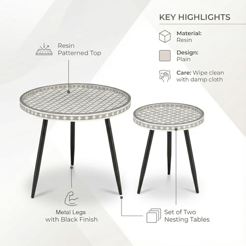 Image of Wakefit Wooden Side Table | End Tables for Living Room & Bedroom | Resin Top Accent Tables with Metal Legs | Modern Space Saving Decor | Premium Sofa Side Tables | Easy Assembly | Moscara