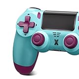 Suoxiom Wireless Controller für P4,Game Controller Kompatibel mit P4/Slim/Pro,Bluetooth Gamepad Joystick mit Touch Panel,6-Achsen Gyro Sensor, 3.5mm Audio Jack,Blau