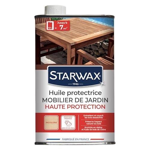 STARWAX - Huile Protectrice pour Mobilier de Jardin en Bois - Nourrit et Protège - Résiste à l'Eau et aux UV - Incolore -Fabriqué en France - 500ml -...