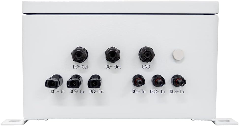 AIMS Power 3 String Solar Array Combiner Box 60A 200 VDC 3 Inputs 10KW Prewired, 1000V DC Max Input, 125A Resettable Output Breaker, Diode Protected, MC4 Compatible Input and Out Connections
