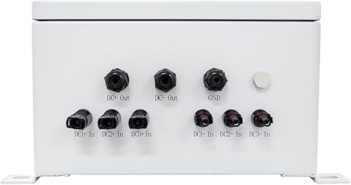 Miniatura 5 de AIMS Power Caja combinadora de matriz solar de 3 cuerdas 60A 200 VCC 3 entradas 10KW precableadas, entrada máxima de 1000 V CC, interruptor de