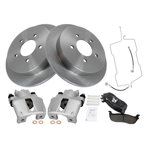 Image of TRQ Rear Brake Pad and Rotor Set Ceramic Calipers Compatible with 1999-2003 Ford F-150 Lightning 2002-2003 F-150 Harley-Davidson Edition 2004 F-150 Heritage SVT Lightning