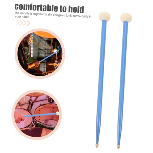 Baquetas TOYANDONA de arce con cabezas de fieltro suave para caja, diseño innovador de doble cabeza, herramientas de percusión duraderas para bandas de marcha y uso en instrumentos musicales, color azul miniatura 3