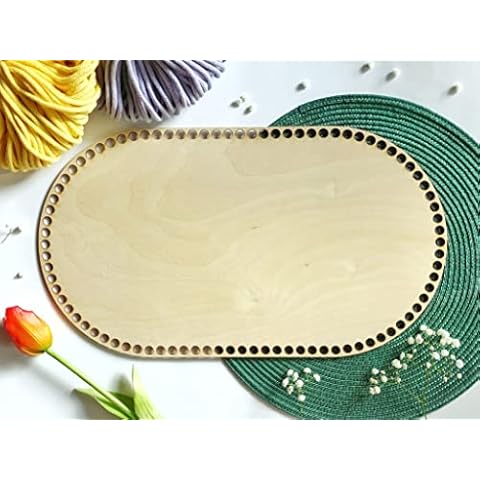 Natural Wood Basket Base for Crochet Cover