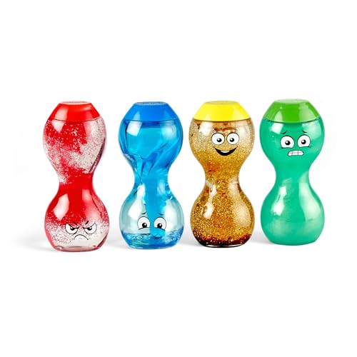 hand2mind Express Your Feelings Sensory Bottles-Primary Emotions, Quiet Toddler Fidgets for Classroom, Calm Down Corner Supplies, Social Emotional Learning, Sensory Toys for Kids with Autism