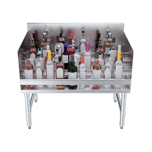 Image of AmGood 22.5 in. x 36 in. x 33 in. Stainless Steel Four-Tier Liquor Display Rack