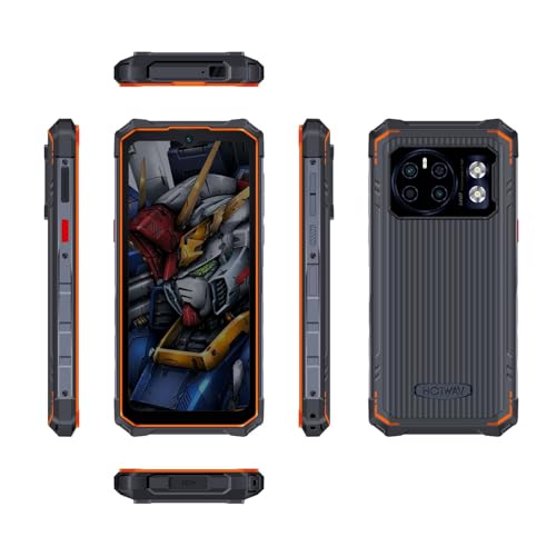 HOTWAV Cyber ​​​​13 Telefono cellulare robusto, telefono Esterno IP68/IP69K espandibile da 6,6 pollici HD+ 10800mAh 16GB+128GB+1TB (Orange)