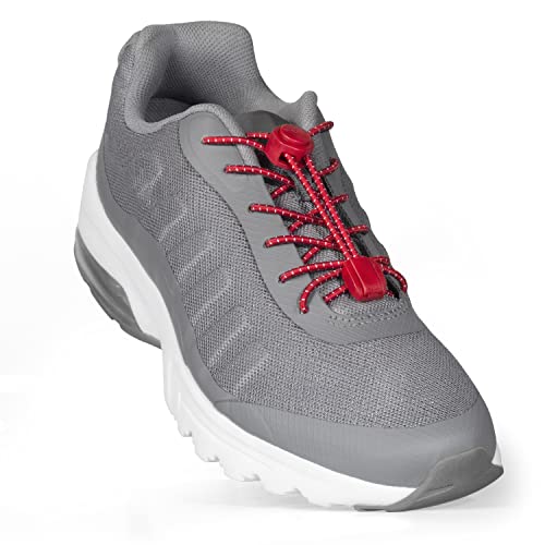 Image of HOMAR Elastic No Tie Shoe Laces Stretch Tieless Shoe Laces for Sneakers No Tie Shoelaces Elastic Laces for Adults and Kids, Red, One Size