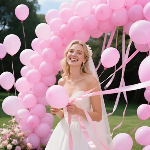 Image of 200pcs Light Pink Balloons 5 Inch, Small Mini Latex Balloons for Party Birthday Baby Shower Anniversary Festival Arch Garland Decoration