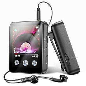 128GB Mini MP3 Player with Bluetooth 5.3,Portable Music Player for Kids with Clip,HiFi Sound,Voice Recorder,E-Book,Built-in HD Speaker,Digital Audio Player for Sport with Earphones & Screen Protector