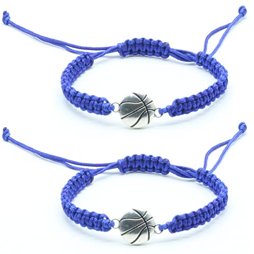 Basketball Bracelet - Basketball Gifts For Girls Adjustable Braided Basketball Bracelets For Girls Basketball Gifts Blue Basketball Jewelry Basketball Party Favors Pack Of 2 #TOP13