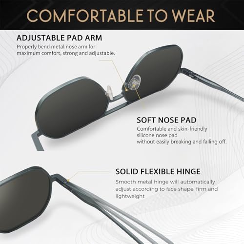 Image of SUNGAIT Polygon Aviator Sunglasses for Men Polarized Trendy Square Sun Glasses Retro Pilot Shades UV Protection