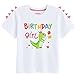 Maglietta Compleanno Bambine T-Shirt Dinosauro Compleanno Ragazza Manica Corta Birthday Girl T-Shirt Festa dei Dinosauri Manica CortaCotone Stampato Shirt