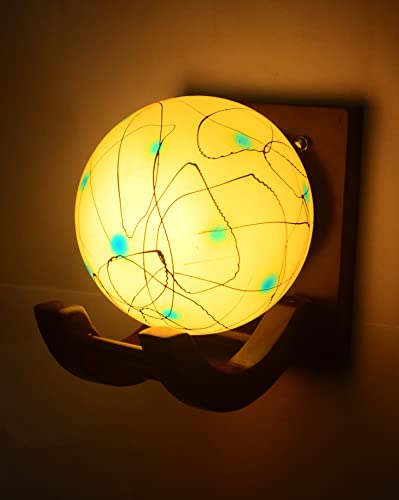 Image of Traditional Indoor Wall Light Wall Lamp Wood Light for Home Decoration,Living Room,Indoor Outdoor (Brown) Globe Shape Wooden 5 to 80 Watts E27 Holder(Bulb not Included) Pack of 1