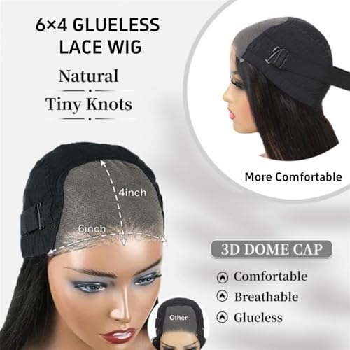 Peluca frontal de encaje liso sin pegamento: cabello humano natural prearrancado de 18 pulgadas 3