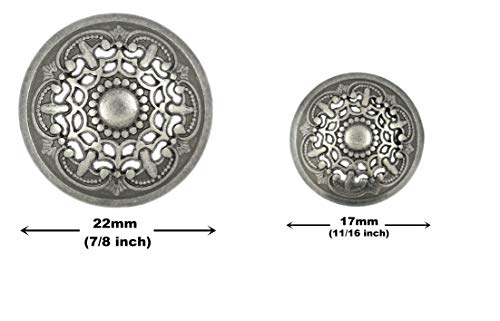 Bezelry Medieval Filigree Domed Metal Shank Buttons. Blazer Button Set. 3 Pcs Of 22Mm, 8 Pcs Of 17Mm (Gray Silver) #TOP1