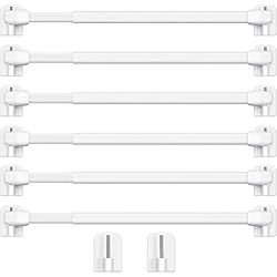 Cortinas De Plastico Para Ventanas Barras de Cortina Extensibles Barra Ajustable Plástica de Cortina de Ventana Barras de Tensión de Armario Barra Poste Carril Autoadhesiva, 15,7-27,5 Pulgadas (Blanco, 6)