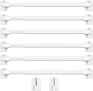 Adjustable Plastic Curtain Rod Extendable Curtain Rods for Window Cupboard Bars Tension Rods Curtain Rail Pole Self Adhesive Curtain Rod for Home Bathroom Hotel, 15.7-27.5 Inch (White, 6)