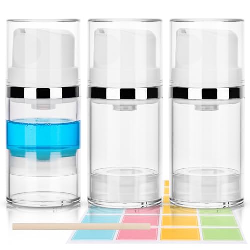 Image of Segbeauty 3Pcs 1.7oz Airless Pump Bottles,50ml Empty Moisturizer Pump Dispenser Airless Cosmetic Pump Container Vacuum Cosmetic Travel Bottle Clear Travel Pump Bottles for Toiletries,Lotion and Cream