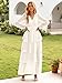BerryGo Womens Flowy Maxi Dress Chiffon Long Sleeve Slit V Neck Casual Ruffle Tiered Boho Fall Wedding Guest Long Dress(Beige White,X-Large)
