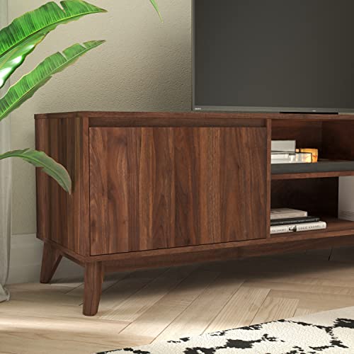 Flash Furniture Hatfield Mid-Century Modern Tv Stand For 65+ Inch Tv's - Walnut Laminate Finish - 70 Inch Media Center - Adjustable Center Shelf - Soft Close Doors #TOP7