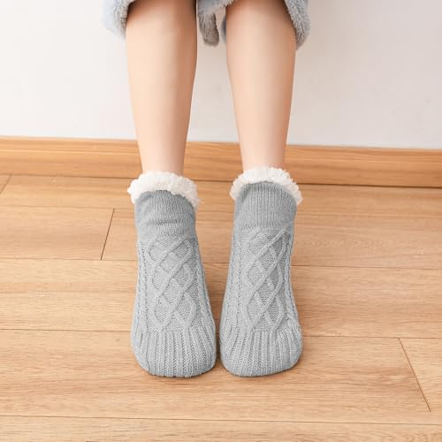 Image of Fluffy Fuzzy Warm Slipper Socks for Women Men Thick Fleece Lined Non-Slip Socks Indoor Floor ChristmasGiftsfor women Winter super Soft Warm Cozy Grip Socks