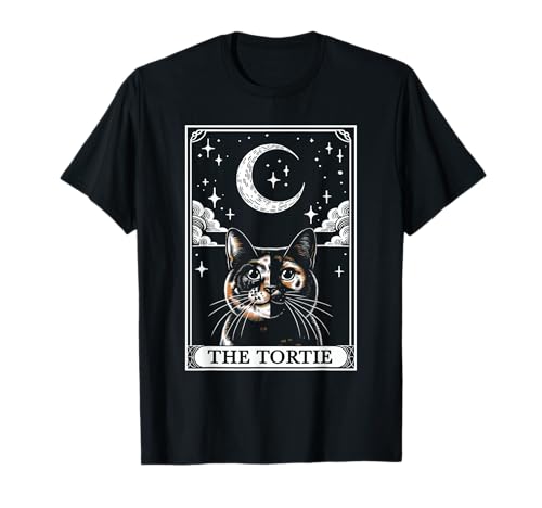 Tarot Card Vintage Crescent Moon Tortie Cat Mom Cat Lovers T-Shirt