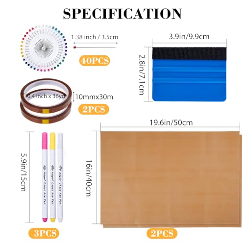 image for tietoc 18Pcs Sublimation Accessories, Tshirt Ruler Guide Vinyl Alignme