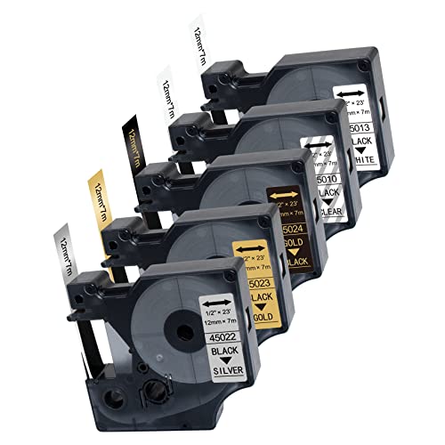 Ruban Dymo D1 45010 45013 de rechange 12mm pour étiqueteuse LabelManager 210D et 160