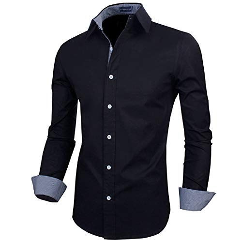 Image of Zombom Men's Solid Cotton Blend Regular Fit Full Sleeve Collared Neck Casual Shirt for Men