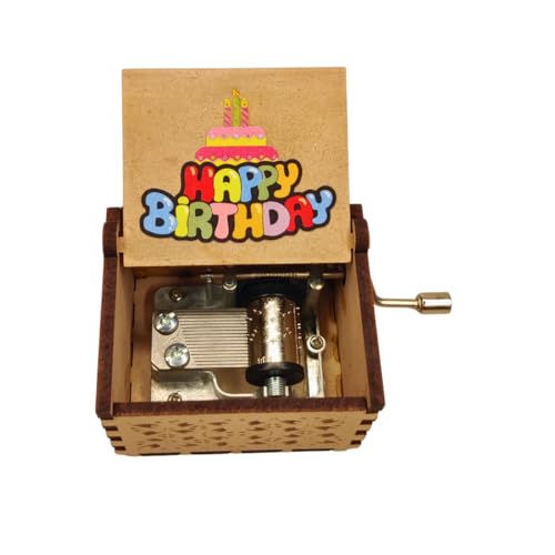 Image of Zesta Happy Birthday Musical Box Gift | Music Crank Mini Collectible for Girlfriend, Boyfriend, Husband, Wife | Unique Musical Gifts for Music Lovers | Vintage Wooden Box