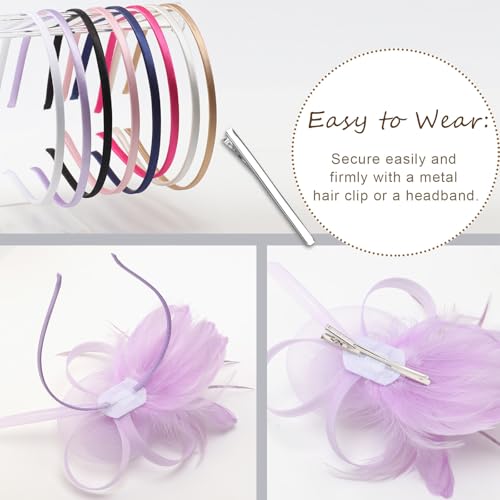 Image of DRESHOW Fascinators Hats for Women Tea Party Fascinator Hats Vintage 50s Headwear Cocktail Wedding Church Derby Hat