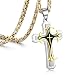 MEALGUET Stainless Steel Two-Tone Cross Pendant Necklace with Byzantine Chain for Men Boy