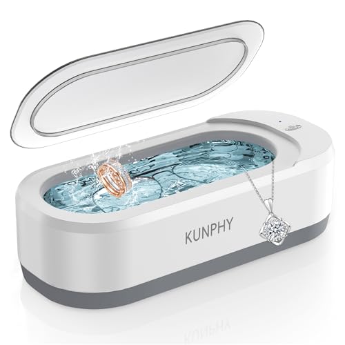 KUNPHY Ultrasonic Jewelry Cleaner, Jewelry Cleaner Machine 12oz 46KHz, Professional