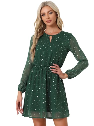 Robe col en V Allegra K fluide et scintillante grâce à son motif d'étoiles métalliques chic
