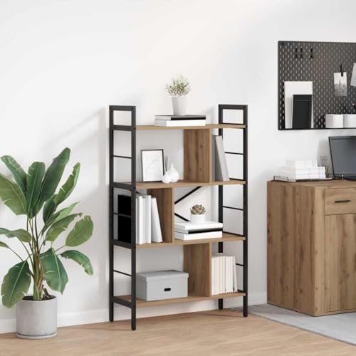 DYRJDJWIDHW Bibliothèque Étagère Chêne Artisanal 75x30x123,5 cm Bois d’Ingénierie Cadre Acier Industriel Livres Déco Salon Bureau Loft
