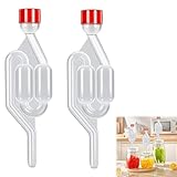 Rakiuty Gärröhrchen Gärset, 2 Stück Gärspund Gärröhrchen Gäraufsatz Set Transparent Gärung Airlock Wein-Rückschlagventil für Wein Bier Herstellung Sauerkraut Gären Kimchi