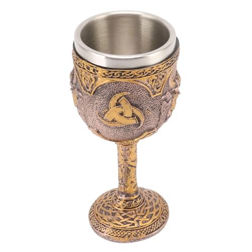 SUPBEI Cáliz Cáliz Vikingo Nórdico, Copa de Vino Retro, Copa Medieval, Taza de Cerveza de Acero Inoxidable para Cócteles, Whisky, Vino Tinto