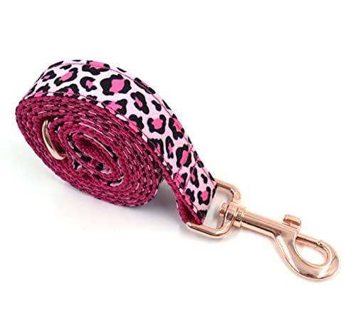 Collier de chien doux léopard rose grand chien 49-55cm confortable