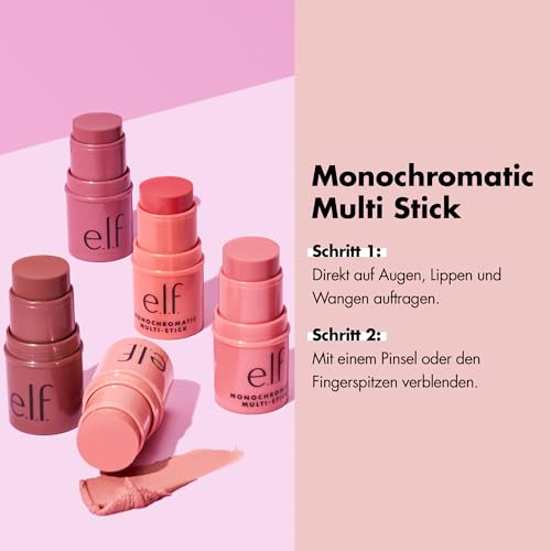 e.l.f. Monochromatic Multi Stick, Luxuriously Creamy & Blendable Colour, For Eyes, Lips & Cheeks, Glistening Peach, 0.17 OZ (5g)