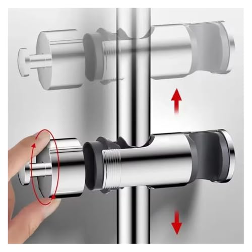 Support de douche pour barre universelle réglable avec crochet de rangement silver