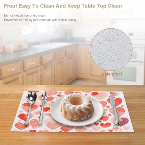 Set de table cœur PVC lavable durable pour cuisine et salon